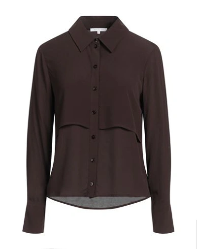 Patrizia Pepe Woman Shirt Dark Brown Size 10 Viscose