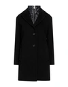 Cinzia Rocca Woman Coat Black Size 12 Wool, Polyamide, Cashmere