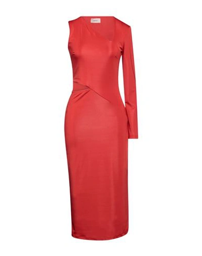 Vicolo Woman Midi Dress Red Size S Polyester, Elastane