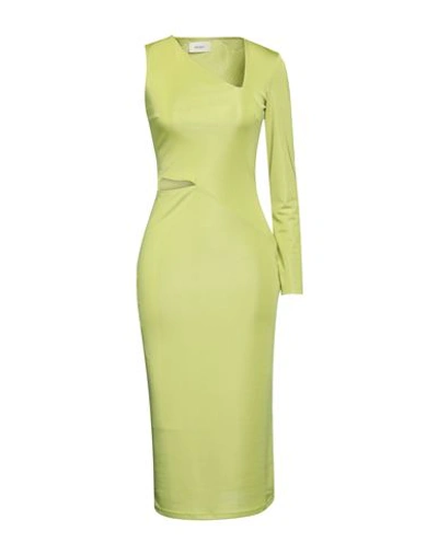 Vicolo Woman Midi Dress Acid Green Size L Polyester, Elastane