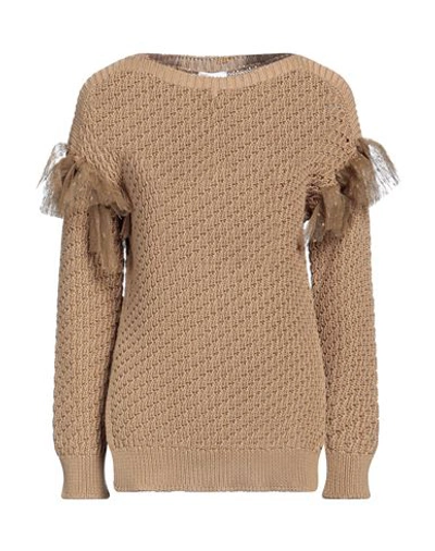 Red Valentino Redvalentino Women's Cotton Drop Shoulder Sweater In Tabacco