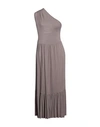 Mangano Woman Midi Dress Dove Grey Size L Cotton In Beige