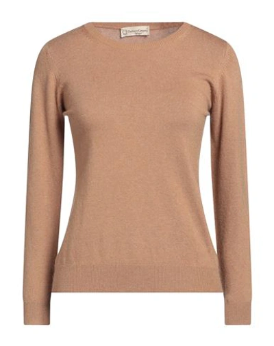 Cashmere Company Woman Sweater Camel Size 6 Wool, Cashmere In Beige