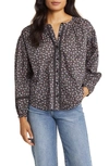 LUCKY BRAND FLORAL PRINT BUTTON FRONT BLOUSE