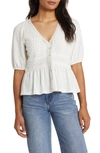Lucky Brand Daydreamer Lace Peplum Top In White