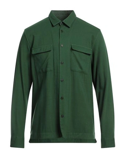 Altea Man Shirt Green Size M Virgin Wool, Elastane