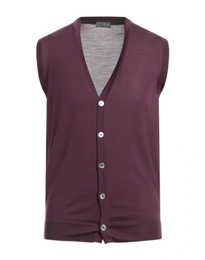 Drumohr Man Cardigan Deep Purple Size 44 Merino Wool
