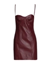 8 By Yoox Leather Bodycon Mini Dress Woman Short Dress Burgundy Size 12 Lambskin In Red