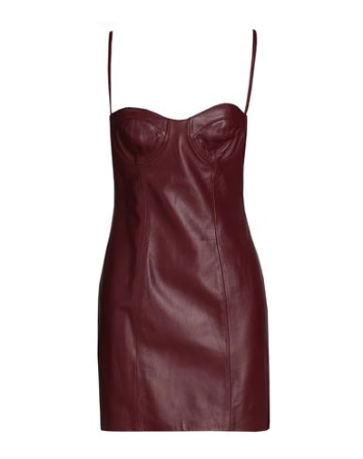 8 By Yoox Leather Bodycon Mini Dress Woman Short Dress Burgundy Size 12 Lambskin In Red