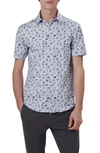 Bugatchi Miles Ooohcotton® Floral Short Sleeve Button-up Shirt In Lavender