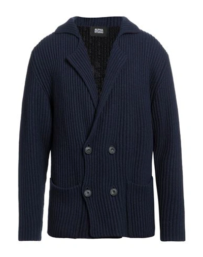 Alpha Studio Man Cardigan Midnight Blue Size 36 Recycled Wool, Ecovero Viscose, Recycled Polyamide,