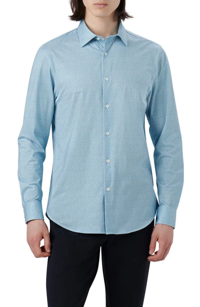 Bugatchi James Ooohcotton® Geo Print Button-up Shirt In Peacock