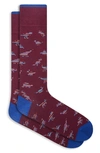 Bugatchi Stripe Dinosaur Dress Socks In Plum
