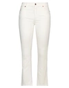 Avantgar Denim By European Culture Woman Pants Ivory Size 27 Cotton, Polyester, Rubber In White