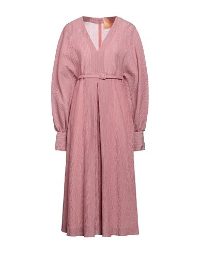 Super Blond Woman Midi Dress Pastel Pink Size 8 Cotton, Silk