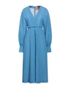 Super Blond Woman Midi Dress Light Blue Size 4 Cotton, Silk
