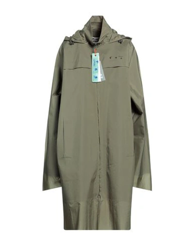 Off-white Woman Overcoat Military Green Size M Polyamide