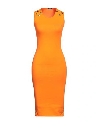 Mangano Woman Midi Dress Orange Size 8 Cotton