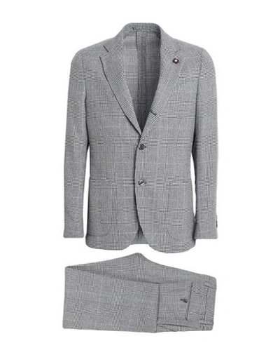 Lardini Man Suit Grey Size 42 Wool In Black