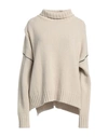 Woolrich Woman Turtleneck Beige Size Xl Virgin Wool In Beige