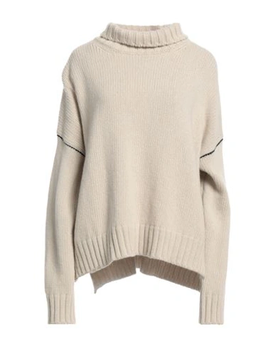 Woolrich Woman Turtleneck Beige Size Xl Virgin Wool