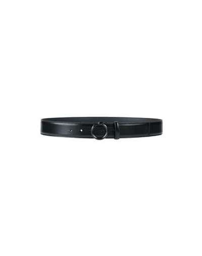 Trussardi Man Belt Black Size 45.5 Calfskin