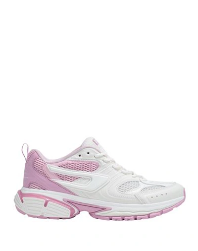 Diesel Mesh Sneakers With Embossed Overlays In White