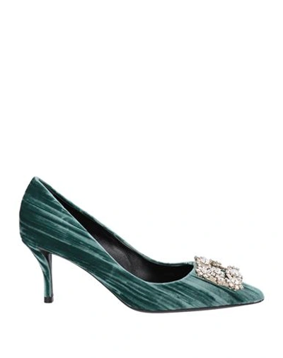 Roger Vivier Woman Pumps Turquoise Size 5.5 Textile Fibers In Blue