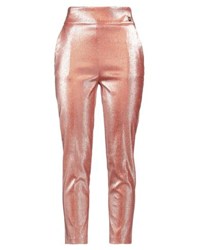 Elisabetta Franchi Woman Pants Rust Size 8 Cotton, Metallic Fiber, Polyester In Red