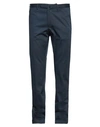 Santaniello Man Pants Navy Size 42 Cotton, Elastane In Navy Blue