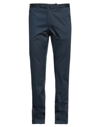 Santaniello Man Pants Navy Size 42 Cotton, Elastane In Navy Blue