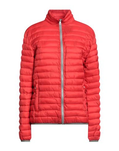 Mixture Woman Down Jacket Coral Size M Polyamide In Red