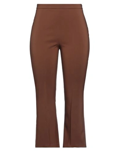 Hanita Woman Pants Brown Size 8 Polyester, Elastane