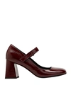 8 By Yoox Patent Leather Mary Jane Pumps Woman Pumps Burgundy Size 11 Calfskin In Red