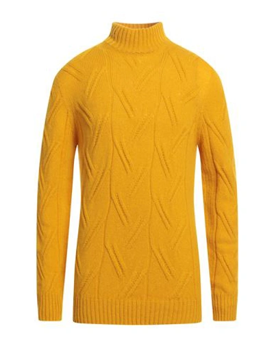 Drumohr Man Turtleneck Ocher Size 44 Lambswool In Yellow