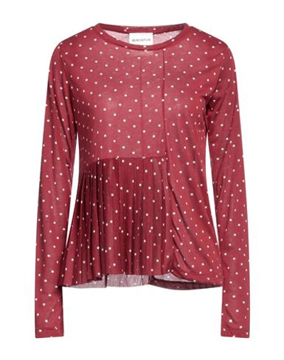 Semicouture Woman T-shirt Brick Red Size L Polyester In Red
