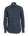 Grigio Man Shirt Midnight Blue Size 16 ½ Cotton, Polyamide, Elastane In Navy Blue