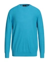 Drumohr Man Sweater Turquoise Size 40 Cotton In Blue