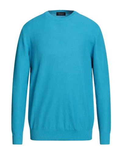 Drumohr Man Sweater Azure Size 42 Cotton In Blue