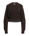 Erika Cavallini Woman Sweater Dark Brown Size L Wool, Polyamide