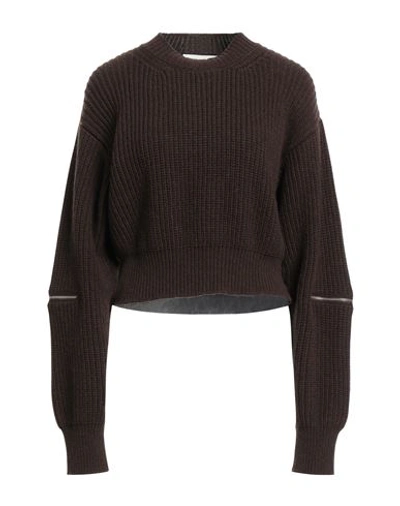 Erika Cavallini Woman Sweater Dark Brown Size L Wool, Polyamide In Brown