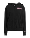 Champion Woman Sweatshirt Black Size M Cotton, Polyester