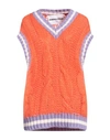 Roberto Collina Woman Sweater Orange Size M Wool, Mohair Wool, Nylon In Orange