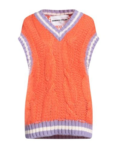 Roberto Collina Woman Sweater Orange Size M Wool, Mohair Wool, Nylon