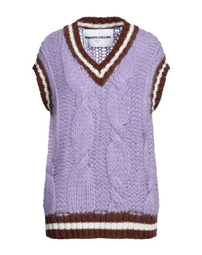 Roberto Collina Woman Sweater Lilac Size M Wool, Mohair Wool, Nylon In Purple