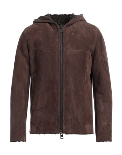 Dacute Man Jacket Cocoa Size 46 Shearling In Brown