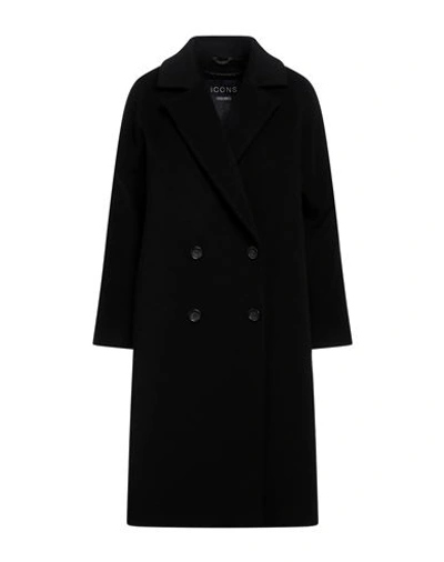 Cinzia Rocca Woman Coat Black Size 12 Wool, Polyamide, Cashmere