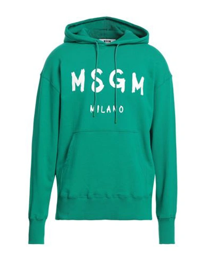 Msgm Man Sweatshirt Green Size Xl Cotton In Green
