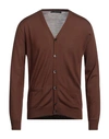Jeordie's Man Cardigan Dark Brown Size M Virgin Wool In Brown