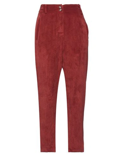 Numerōprimo Woman Pants Rust Size 4 Polyester, Cotton, Elastane In Red